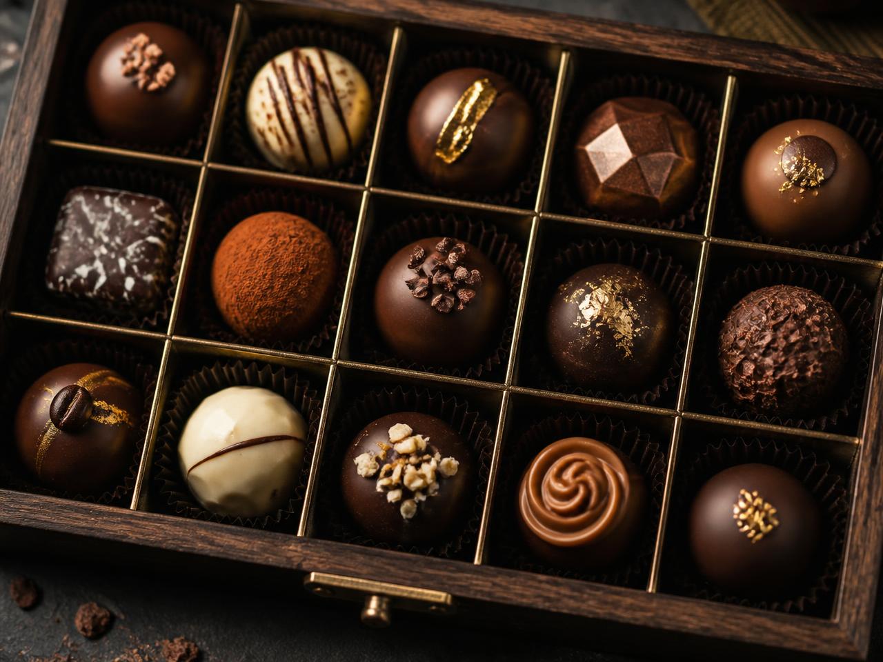 Chocolate tasting flight beside a laptop joined to a virtual session